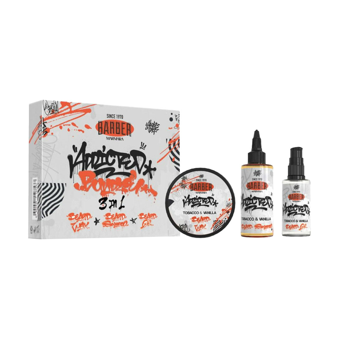 Набір для догляду за бородою Marmara Addicted Tobacco &amp; Vanilla Bundle (бальзам, 50 мл + шампунь, 100 мл + олія, 50 мл)